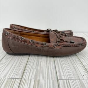 Boc Carolann shoes 7.5 brown vegan floral embossed leather slip on moccasins